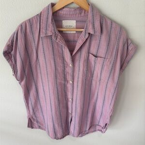 Lucky Brand Pink Crop Buttoned Top